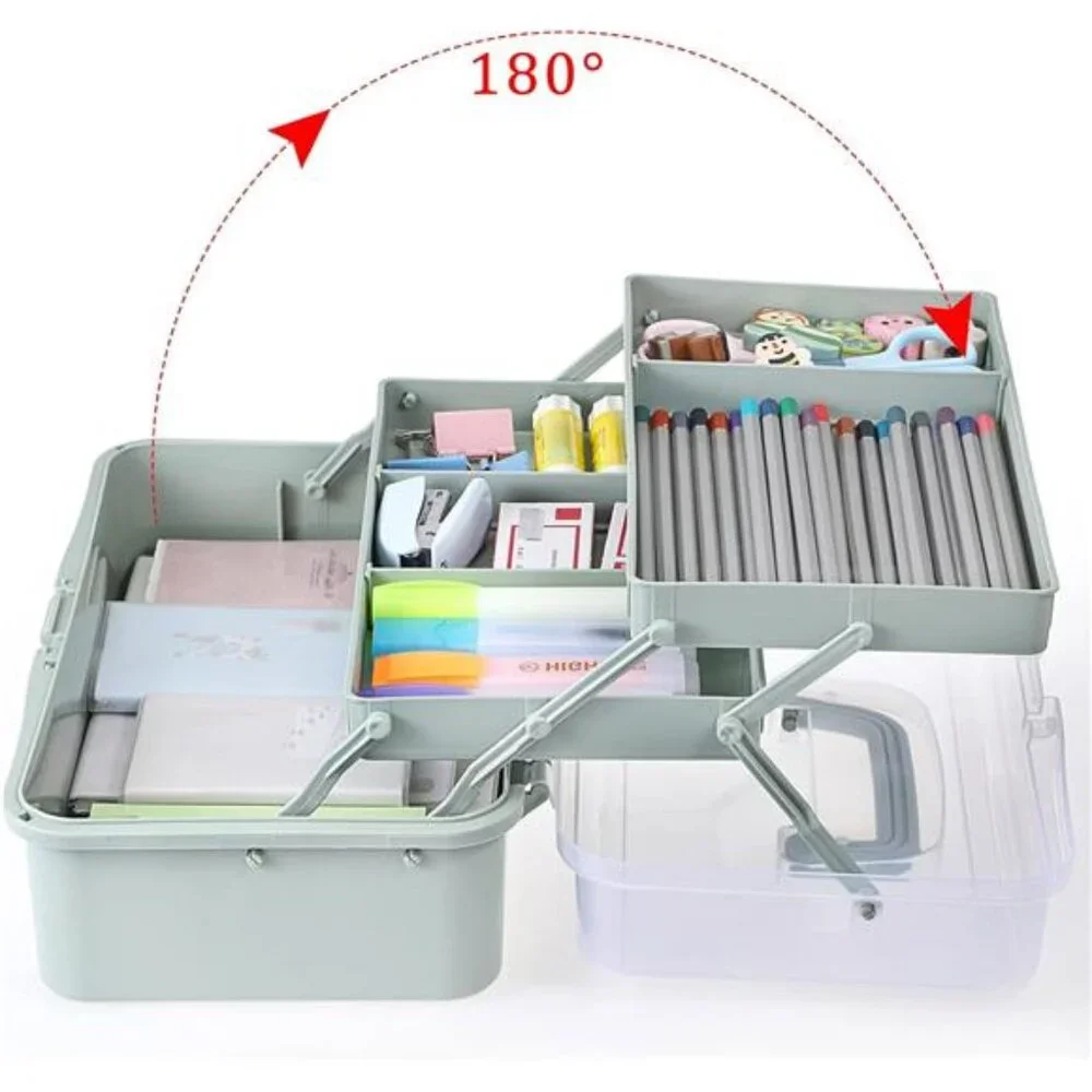 3-Layer Plastic Dividing Storage Craft Organizer with Adjustable Spacers